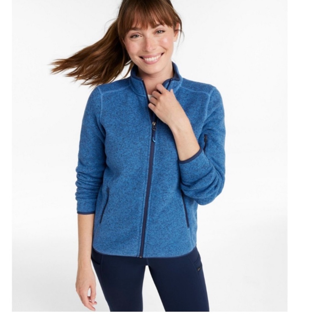 L.L.BEAN Women Sweater Fleece Full-Zip Jacket XS‎ Blue NEW without tag
